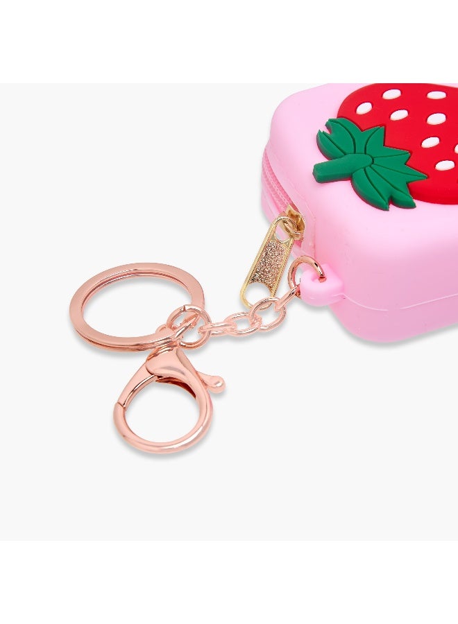 LIFESTYLE Bag Charm-Strawberry Print- (Silicone) Pink \ 6X6X2.8 - Image 4