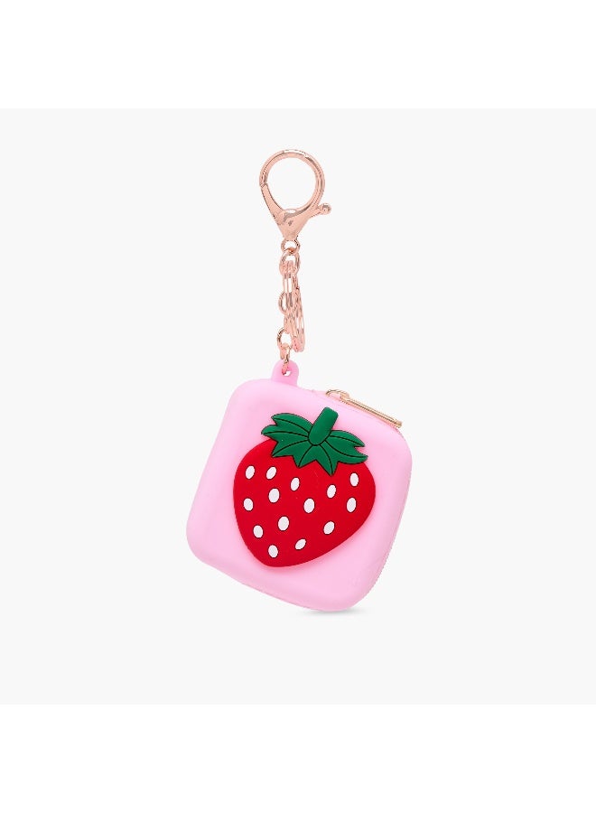 LIFESTYLE Bag Charm-Strawberry Print- (Silicone) Pink \ 6X6X2.8 - Image 1
