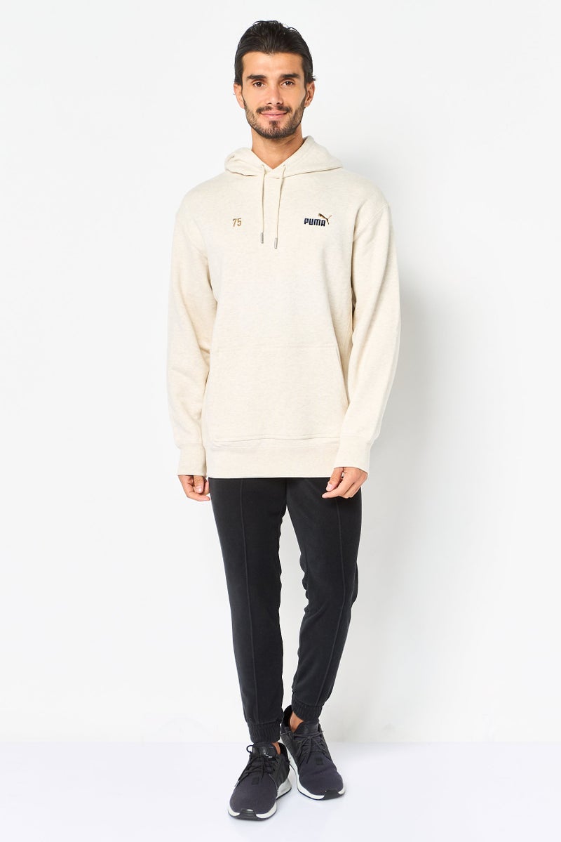 PUMA هودي رياضي طويل الأكمام للرجال من بومة إكس سيلكت، لون أوتميل هيثر - Image 2