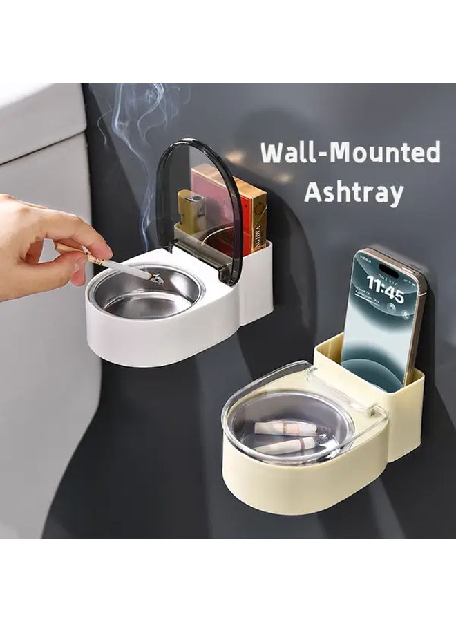 Milk White Toilet Ashtray With Lid And Lighter Holder Space Saving Bathroom Storage Shelf - Image 2
