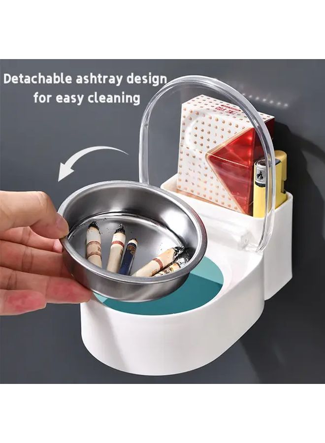 Milk White Toilet Ashtray With Lid And Lighter Holder Space Saving Bathroom Storage Shelf - Image 3