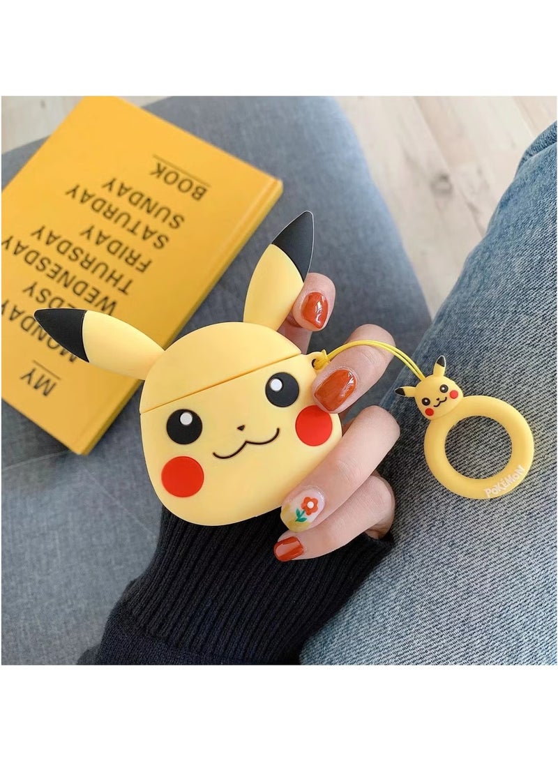 جراب ناعم من السيليكون المقاوم للصدمات لأجهزة Apple Airpods 4 جراب جديد ثلاثي الأبعاد لطيف برسومات كرتونية إبداعية مع تصميم سلسلة مفاتيح