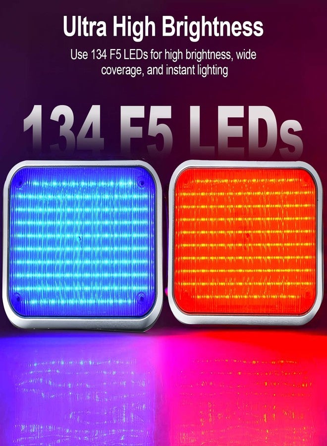QTEATAK ضوء تحذيري وامض بتقنية LED يعمل بجهد 12 فولت تيار مستمر، ضوء إنذار مستطيل فائق السطوع، يومض باللونين الأحمر والأزرق مع إطار، مناسب لسيارات الإسعاف والإطفاء ومراكز الشرطة. - Image 3