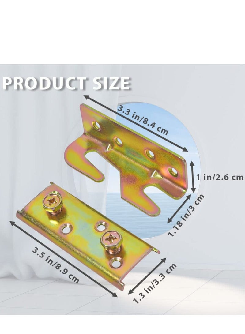 Bed Rail Brackets, Set of 4 Bed Rail Fittings, Heavy Duty Non Mortise, Bed Frame Bed Post Double Hook Slot BracketScrews Included - Image 5