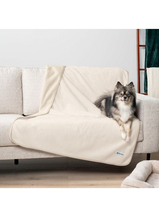 PetAmi PetAmi Waterproof Dog Blanket for Medium Large Dogs, Pee Proof Pet Blanket for Couch Bed, Reversible Water Proof Blanket for Puppy Indoor Cat, Soft Dog Fleece Blankets Washable, 40x60 Beige - Image 1