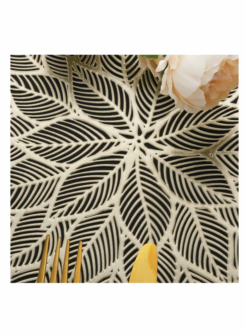 KASTWAVE Placemats Round Hollow Out Flowers Place Mats for Dining Table Pressed Vinyl Blooming Leaf Table Mats for Holiday Party Wedding Accent Centerpiece Dinner Table Decoration 6 Set  - Image 3