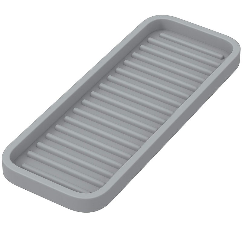 Z ZAPPOWARE ZAPPOWARE Silicone Kitchen Sink Caddy Sponge Holder 9x35 1pack Gray  Bathroom Vanity Tray Organizer Soap Tray for Dish Scrubber Soap Dispenser