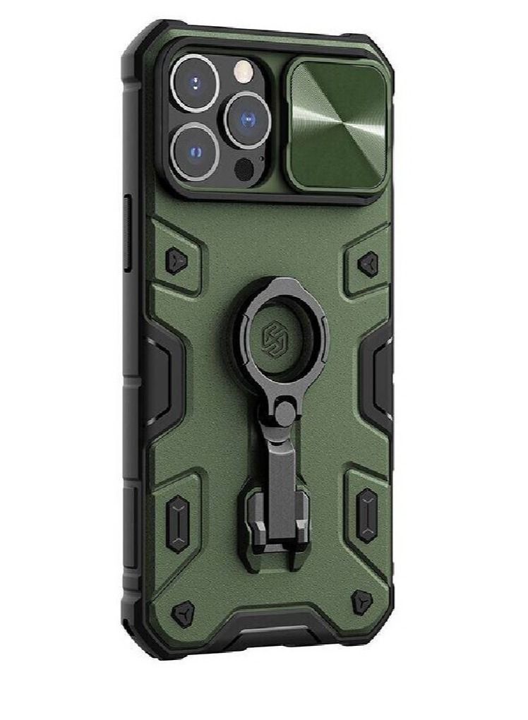 Nillkin CamShield Armor Pro With Ring Holder And Camera Protection Case Cover For iPhone 14 Pro Max Green - Image 1