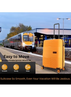 Discovery Discovery Trails Check-In Medium PP Hardside Luggage Orange, Durable Expandable Unbreakable Double Zip Lightweight Travel Bag 4 Double Wheel TSA Lock 26 Inch Suitcase Trolley Bag.  - Image 4