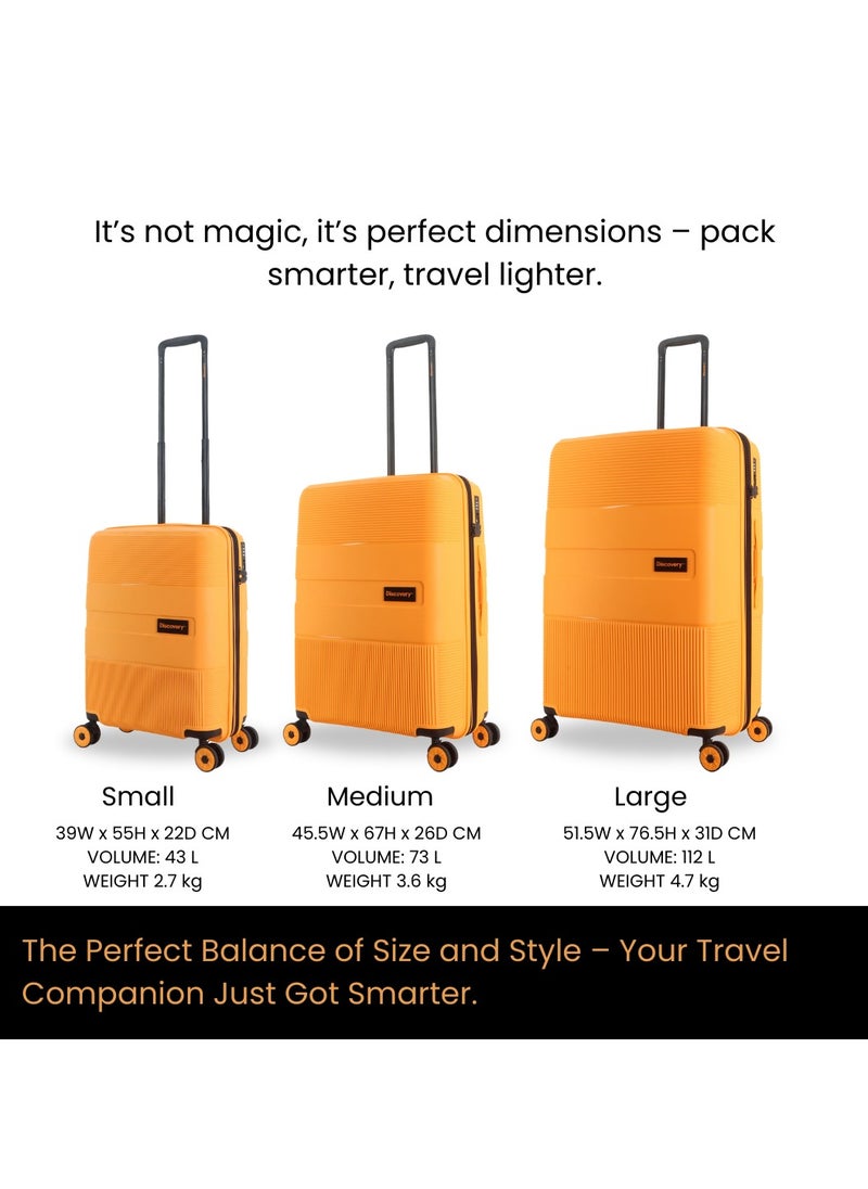 Discovery Trails Check-In Medium PP Hardside Luggage Orange, Durable Expandable Unbreakable Double Zip Lightweight Travel Bag 4 Double Wheel TSA Lock 26 Inch Suitcase Trolley Bag. - pzsku/Z418B7CC9CBC2C796ACBCZ/45/1741330678/f0923919-e34a-4542-8d98-3dc2f80129bf