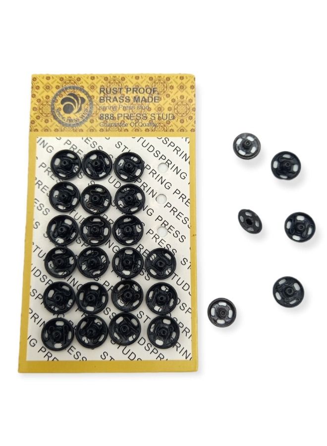 أزرار كباسة مكونة من 24 قطعة، أدوات تثبيت معدنية مخيطة على أزرار كبس 8 ملليمتر، لون أسود - Image 5