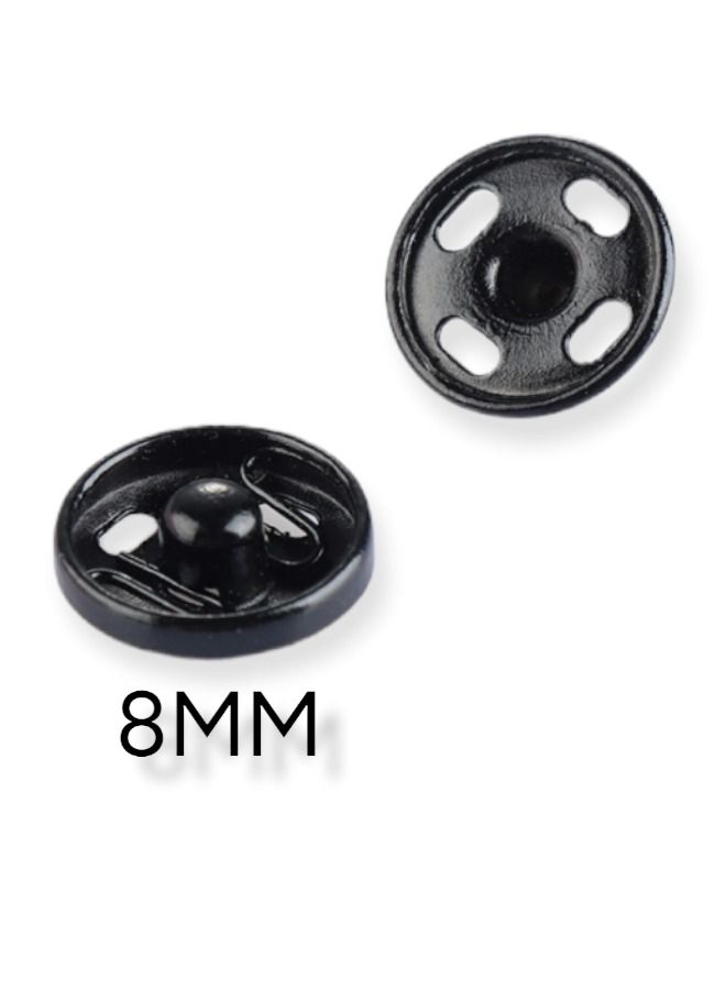 أزرار كباسة مكونة من 24 قطعة، أدوات تثبيت معدنية مخيطة على أزرار كبس 8 ملليمتر، لون أسود - Image 3