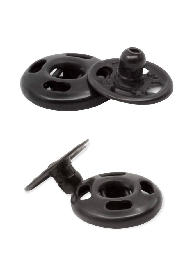 أزرار كباسة مكونة من 24 قطعة، أدوات تثبيت معدنية مخيطة على أزرار كبس 8 ملليمتر، لون أسود - Image 4