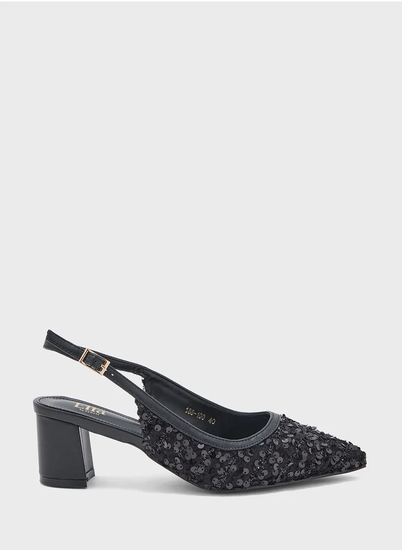 Ella Limited Edition Sequined Block Heel Sling Back Pump
