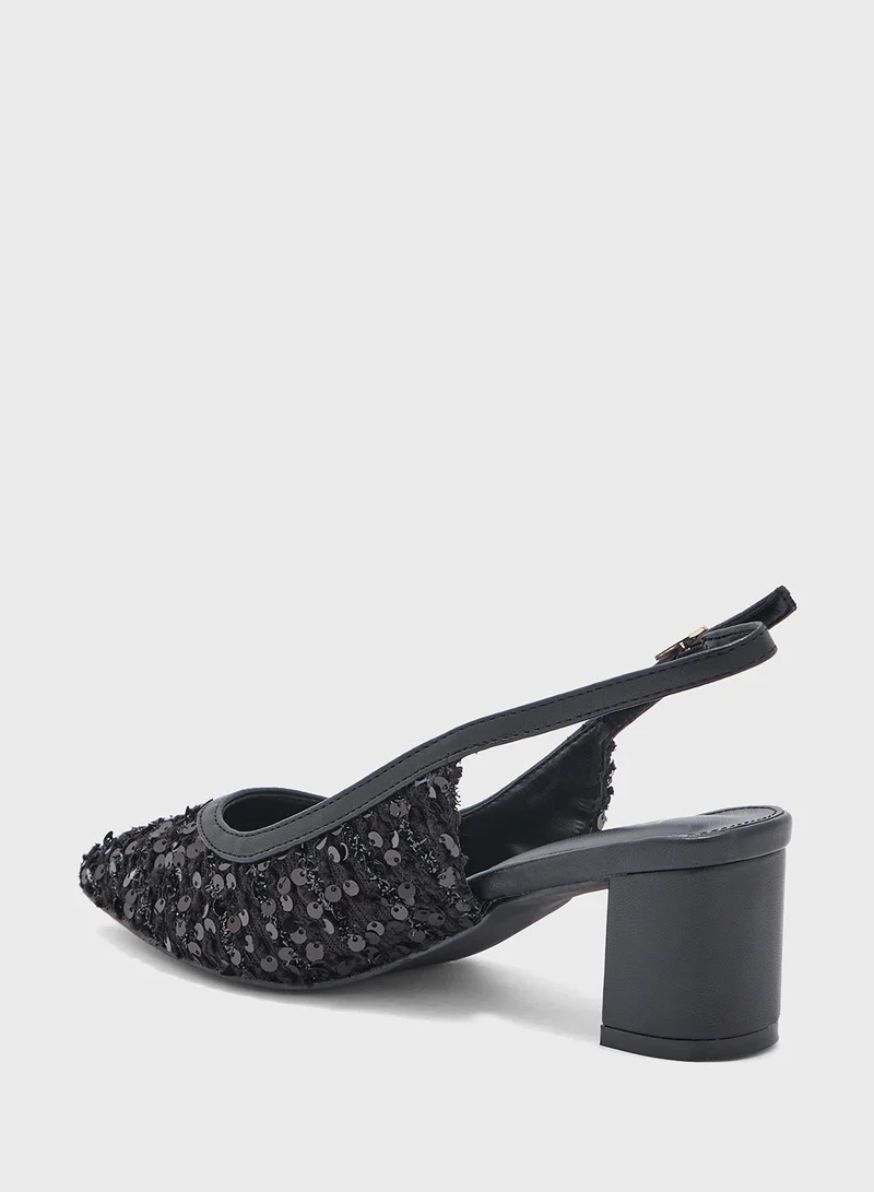 ايلا ليمتد اديشن Sequined Block Heel Sling Back Pump