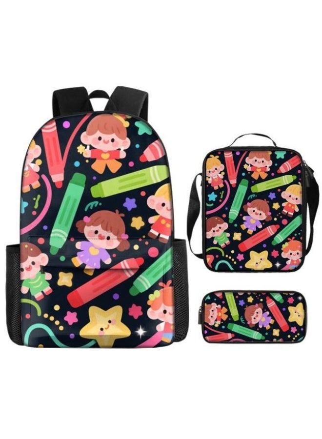 Bright Li Fire Unlock the new fashion of childish fun! Three-piece set of bags, cartoon elements for children and teenagers (students, children, friends' outings, mountain climbing, schooling, etc. can be used) - 6  - Image 2