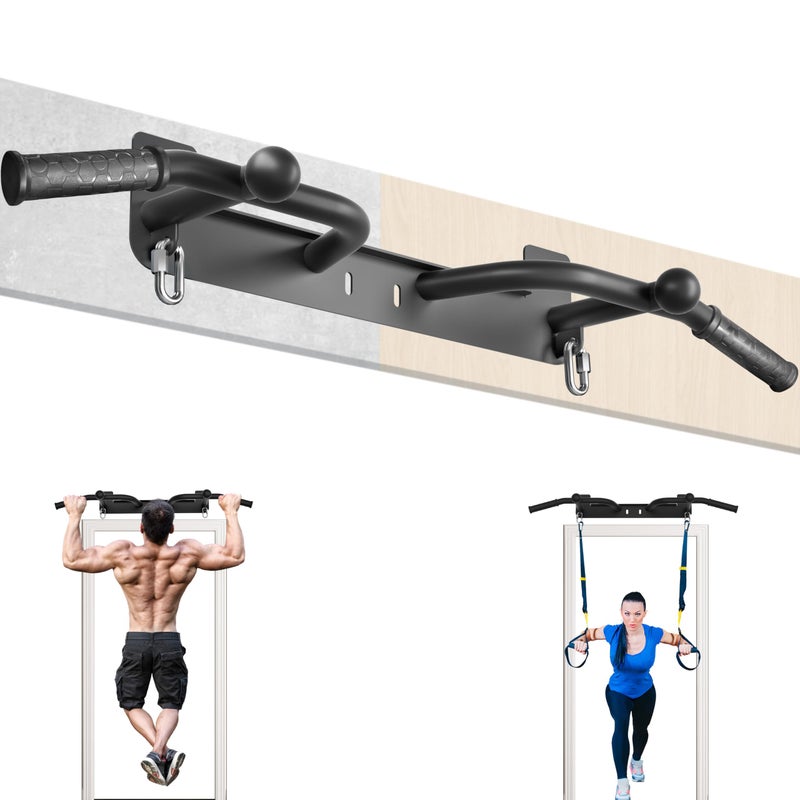 HWOOUSA Wall Mounted Pull Up Bar - Heavy Duty Chin Up Bar, Pull-Up Bar for Garage, Joist, Wall Mount - Multifunctional Fitness Bar, Supports up to 600 Lbs - Image 1