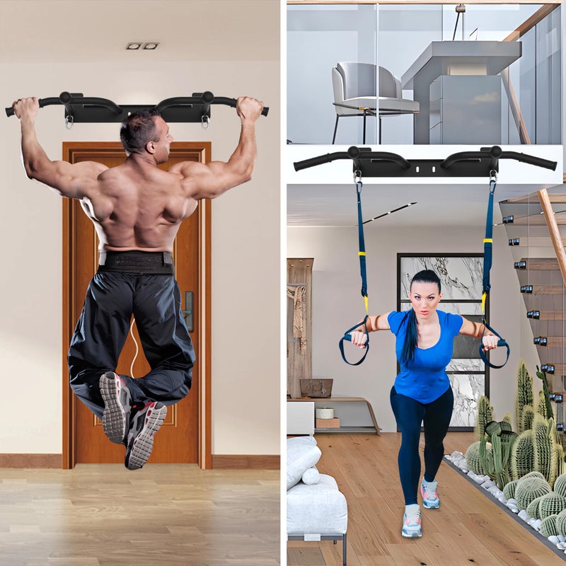 HWOOUSA Wall Mounted Pull Up Bar - Heavy Duty Chin Up Bar, Pull-Up Bar for Garage, Joist, Wall Mount - Multifunctional Fitness Bar, Supports up to 600 Lbs - Image 2