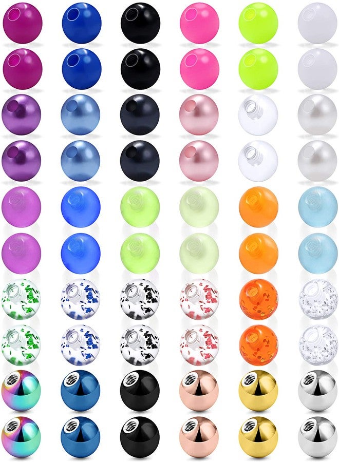 Ftovosyo 60PCS 16G Surgical Steel & Plastic Glow in The Dark Replacement Balls Body Jewelry Piercing Externally Threaded Barbell Parts - Image 1