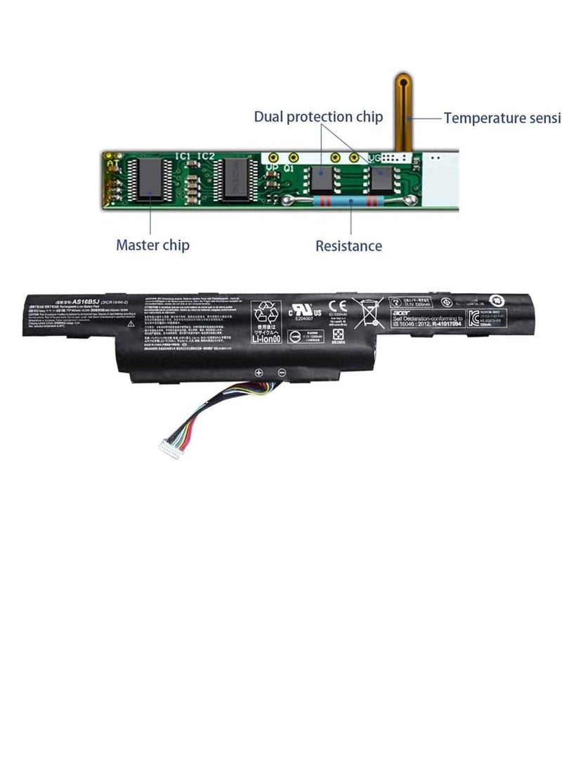 11.1V 62.2Wh 5600mAh AS16B5J Laptop Battery Compatible for Acer Aspire E5-575G-53VG E5-575G-30ZJ E5-575G-51QK E5-575G-53FA E5-575G-53SX E5-575G-54K9  - Image 2