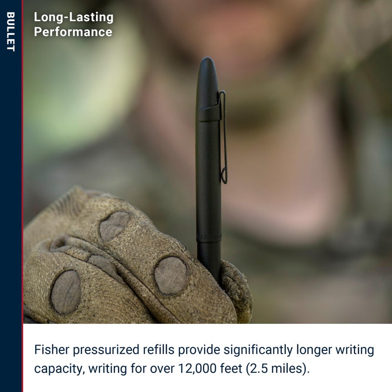 Fisher Space Pen Bullet Pen, Ballpoint, Brass, Matte Black, Black Ink, Pocket Clip - Image 5