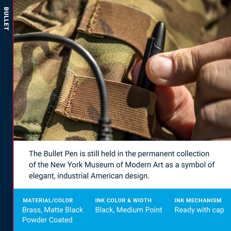 Fisher Space Pen Bullet Pen, Ballpoint, Brass, Matte Black, Black Ink, Pocket Clip - Image 3