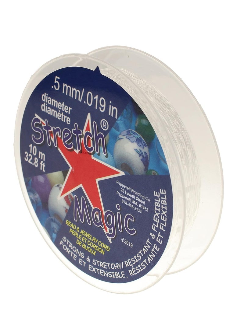 Stretch Magic خيط سحر التمدد للخرز والمجوهرات - قوي وقابل للتمدد، سهل الربط - لون شفاف - قطر 0.5 مم - بكرة بطول 10 أمتار (32.8 قدم) - خيط مرن لصنع المجوهرات المكونة من خرز - Image 1