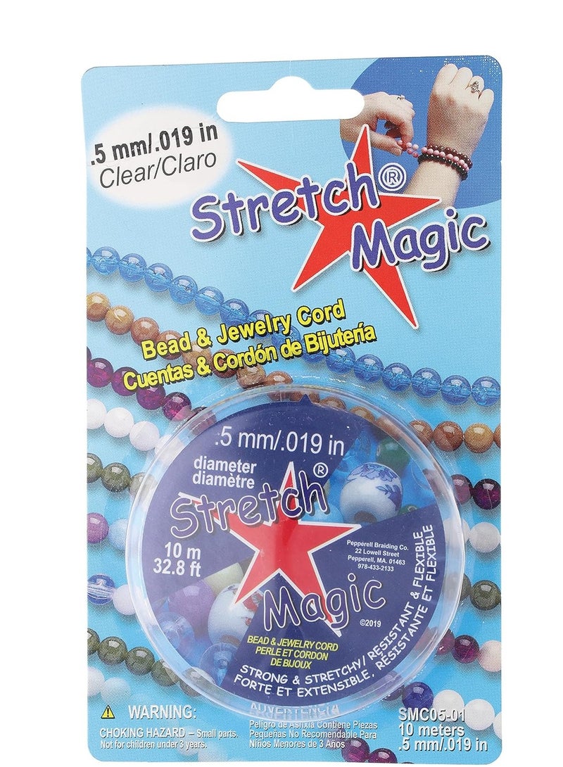 Stretch Magic خيط سحر التمدد للخرز والمجوهرات - قوي وقابل للتمدد، سهل الربط - لون شفاف - قطر 0.5 مم - بكرة بطول 10 أمتار (32.8 قدم) - خيط مرن لصنع المجوهرات المكونة من خرز - Image 3