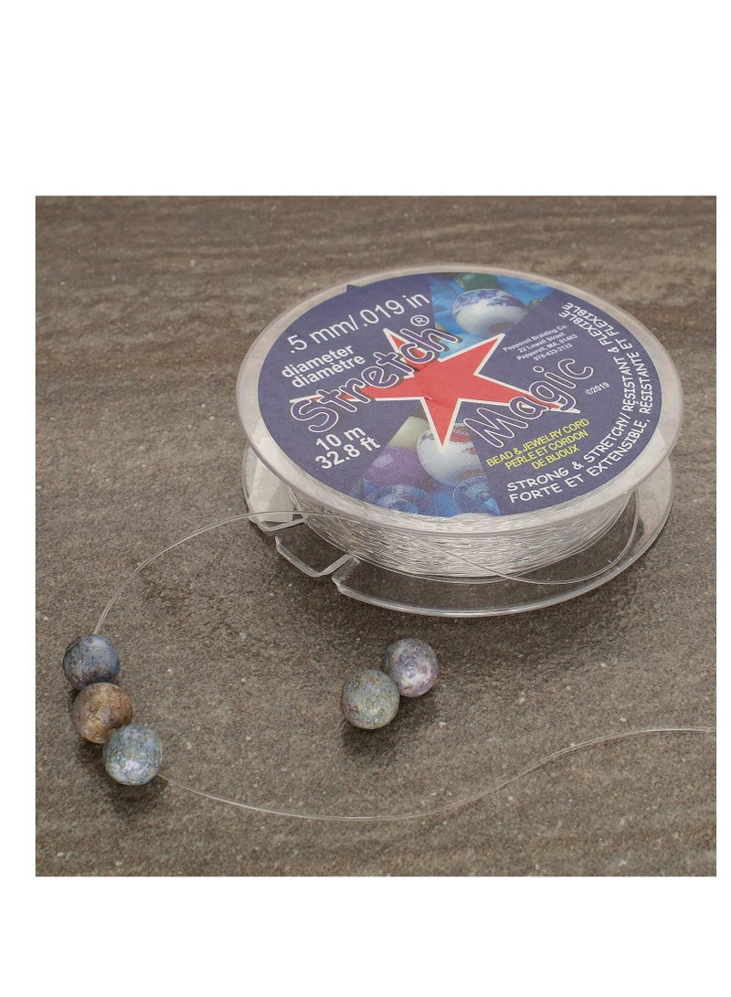 Stretch Magic خيط سحر التمدد للخرز والمجوهرات - قوي وقابل للتمدد، سهل الربط - لون شفاف - قطر 0.5 مم - بكرة بطول 10 أمتار (32.8 قدم) - خيط مرن لصنع المجوهرات المكونة من خرز - Image 2