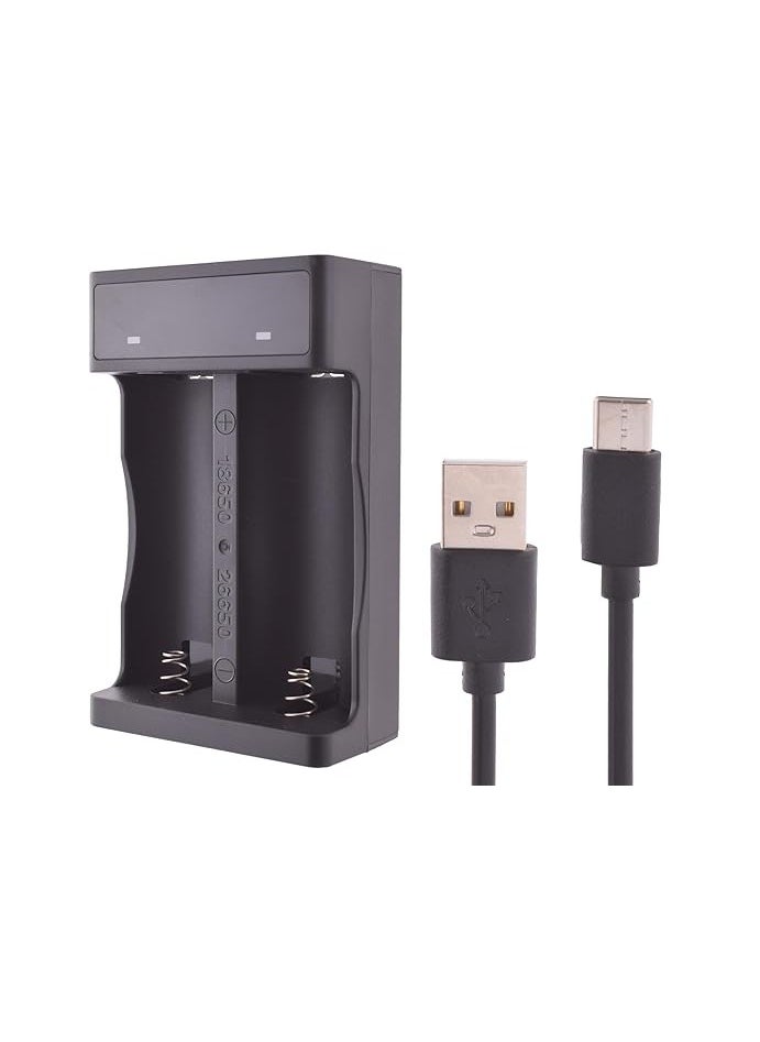 General General M7028 Li-ion Battery Dual Charger With Type-C Cable - Black  - Image 1