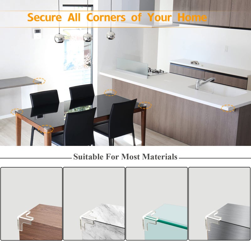 Gudui 32 Pack Corner Protectors for Baby, Clear Corner Guards Table Corner Protector, Corner Bumpers Covers, Furniture & Sharp Corner Baby Proofing, T-Shaped - Image 5