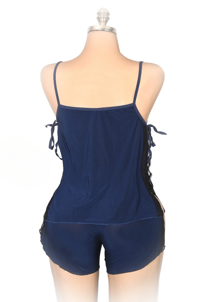 MANIKAN MANIKAN women's pajama set with soft lycra material  a two pieces with lace edges and two side slits  - Image 4