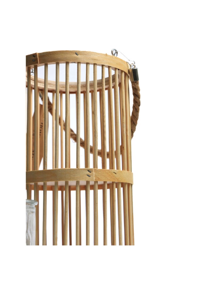 كوبمان فانوس طويل من الخيزران بمقبض حبلي، بيج، 16 × 30 سم، NB1407300 - Image 4