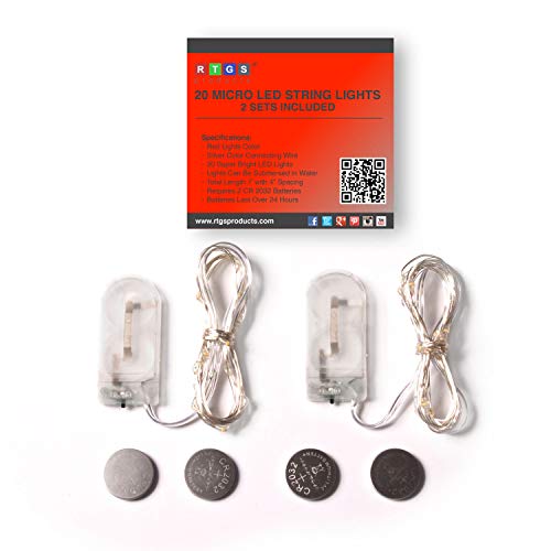 RTGS 2 Sets 20 LEDs Red Color String Lights Silver Wire Indoor and Outdoor 6.5 Feet Firefly Starry Fairy Lights Battery Powered for DIY, Christmas, Holidays, Party, Bedroom and Centerpieces - Image 2
