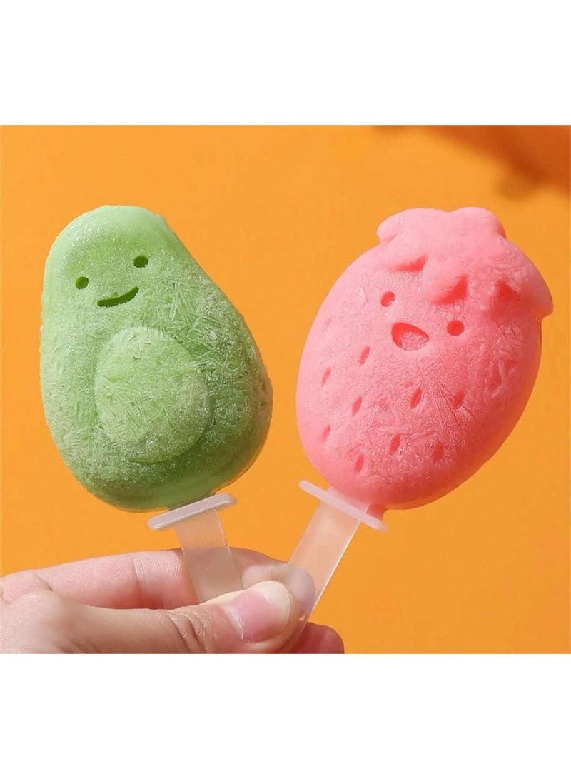 Silicone Popsicle Mould, BPA-Free, 4 Cavities with Reusable Sticks, DIY Cartoon Shapes, Easy Release, for Kids and Adults, Multicolor - Image 5