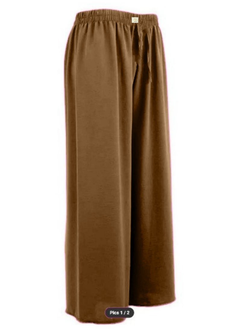 Elastic Free Size High Waist Wide Leg Trousers Casual Loose Beach Travel Lounge Pants - Image 2