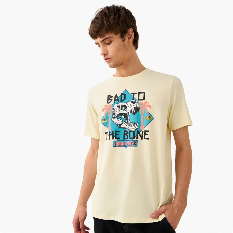 اس بي كاركترز Jurassic Park Print T-shirt with Crew Neck