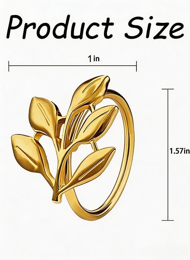 12Pcs Premium Golden Maple Leaf Napkin Ring Holders Elegant Reusable Alloy Tableware Accessories for Weddings Eid Gatherings Dinner Parties Holiday Feasts Home Kitchen Dining Café Formal Events - Image 3