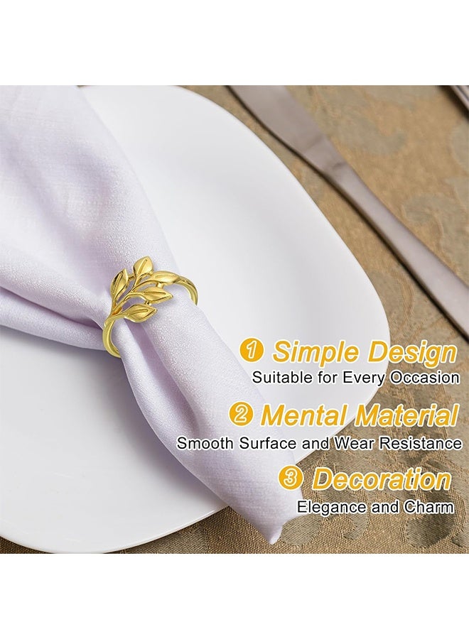 12Pcs Premium Golden Maple Leaf Napkin Ring Holders Elegant Reusable Alloy Tableware Accessories for Weddings Eid Gatherings Dinner Parties Holiday Feasts Home Kitchen Dining Café Formal Events - Image 2