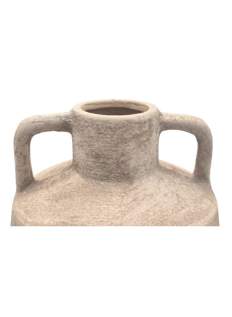 AKDC Clay Flower Vase 14cm*17cm, Vintage or Artisanal Touch to Home Decor, Beige - Image 2
