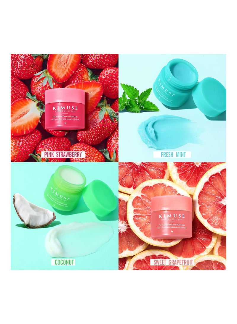 KASTWAVE Lip Sleeping Mask Set, Tinted Lip Balm, Overnight Treatment Lip Care, Moisturizing Berry Lip Mask for Chapped Cracked Dry Lips, Reduce Lip Lines for Women Girls - 4 Colors  - Image 3