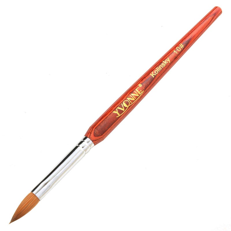 yvonne YVONNE Pure Kolinsky Hair Bristles Acrylic Nail Brush Oval Crimped Shaped Mahogany Wood Handle Professional Salon Quality Size 10