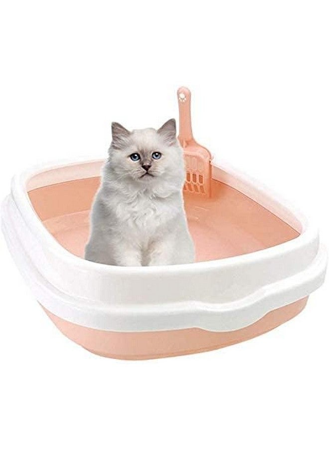 صينية صندوق قمامة القطط مع مغرفة مجانية | تصميم شبه مغلق وجودة متينة | مناسب لجميع القطط البالغة والقطط الصغيرة - ألوان متنوعة - Image 1