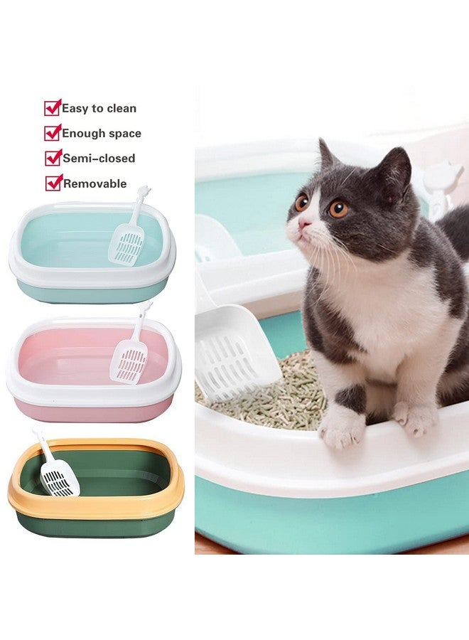صينية صندوق قمامة القطط مع مغرفة مجانية | تصميم شبه مغلق وجودة متينة | مناسب لجميع القطط البالغة والقطط الصغيرة - ألوان متنوعة - Image 3