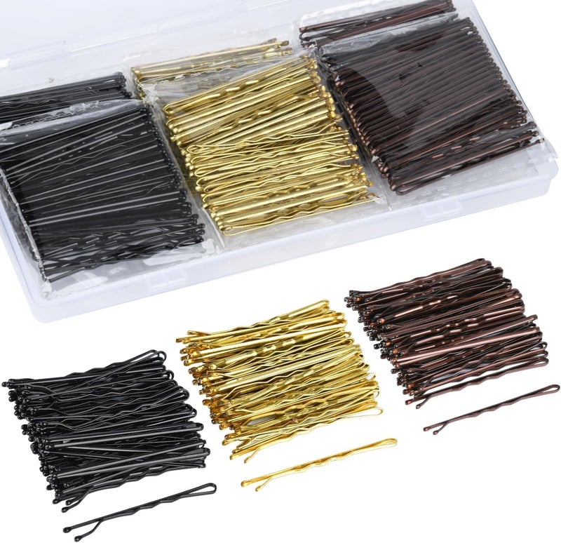 WantGor Bobby Pins 300 Pieces for Brown Blonde and Black Hair 2 Inch Hair Pins with Storage Box
