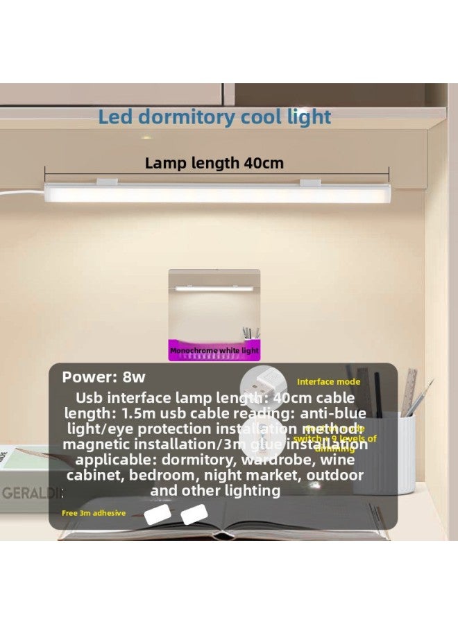 Cool Lamp Learning Eye Protection Special Lamp Student Dormitory Desk Adsorption Table Lamp Dormitory Cabinet Led Strip Lamp-Specifications:40cm - Stepless Dimming [with Light On] - Image 1