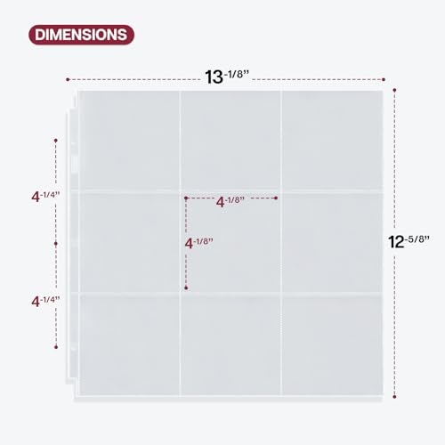Dunwell 4x4 Photo Album Sleeves (25 Pack), Fits 12x12 3-Ring Album Binder, 12 x 12 Scrapbooking Pages with 9 Square Pockets, Photo Page Refills Holds 450 4 x 4 Prints, Archival Quality - Image 3