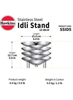 Hawkins Stainless Steel Idli Stand - 12 Idlis,(For 5 Litre And Bigger Pressure Cooker),Silver  - Image 3