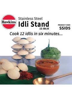 Hawkins Stainless Steel Idli Stand - 12 Idlis,(For 5 Litre And Bigger Pressure Cooker),Silver  - Image 2