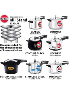 Hawkins Stainless Steel Idli Stand - 12 Idlis,(For 5 Litre And Bigger Pressure Cooker),Silver  - Image 4